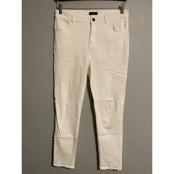 Ruti Women Jeans 32x27 White Stretch 5 Pocket High Rise Slim Leg Modern Designer - Picture 1 of 8